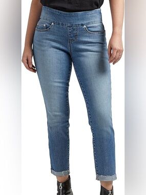 JAG Amelia Slim Ankle Jeans Light Wash Faded Cuffed Mid Rise Tummy Control